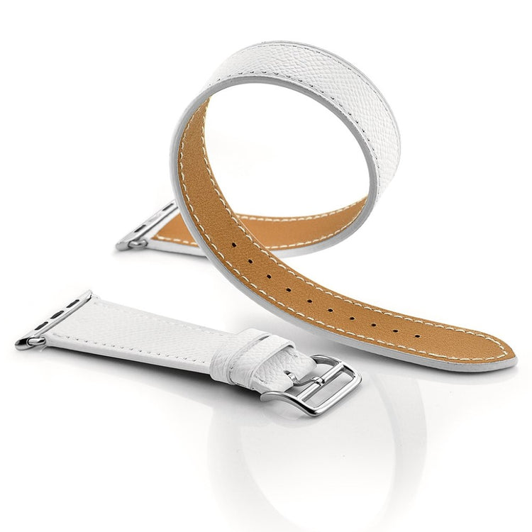 Apple Watch Series 5 40mm / Apple Watch 40mm Ægte læder Rem - Hvid#serie_2