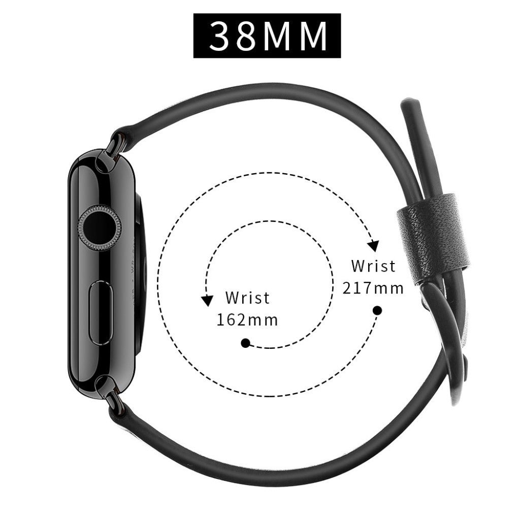 Apple Watch Series 5 40mm / Apple Watch 40mm Ægte læder Rem - Sort#serie_1