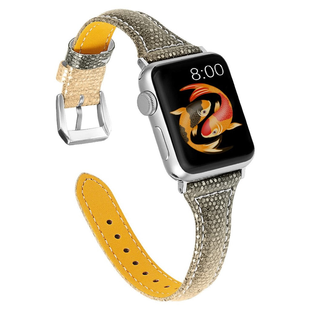 Apple Watch Series 5 40mm / Apple Watch 40mm Ægte læder Rem - Flerfarvet#serie_1