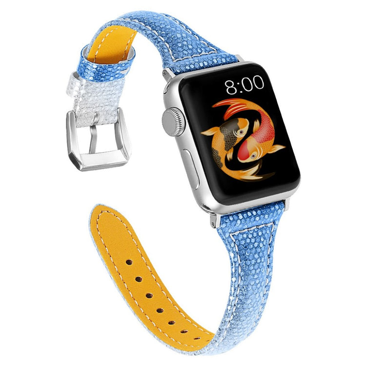 Apple Watch Series 5 40mm / Apple Watch 40mm Ægte læder Rem - Blå#serie_4