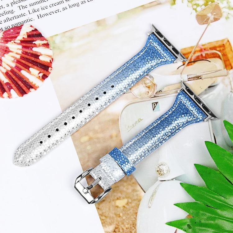 Apple Watch Series 5 40mm / Apple Watch 40mm Ægte læder Rem - Blå#serie_4