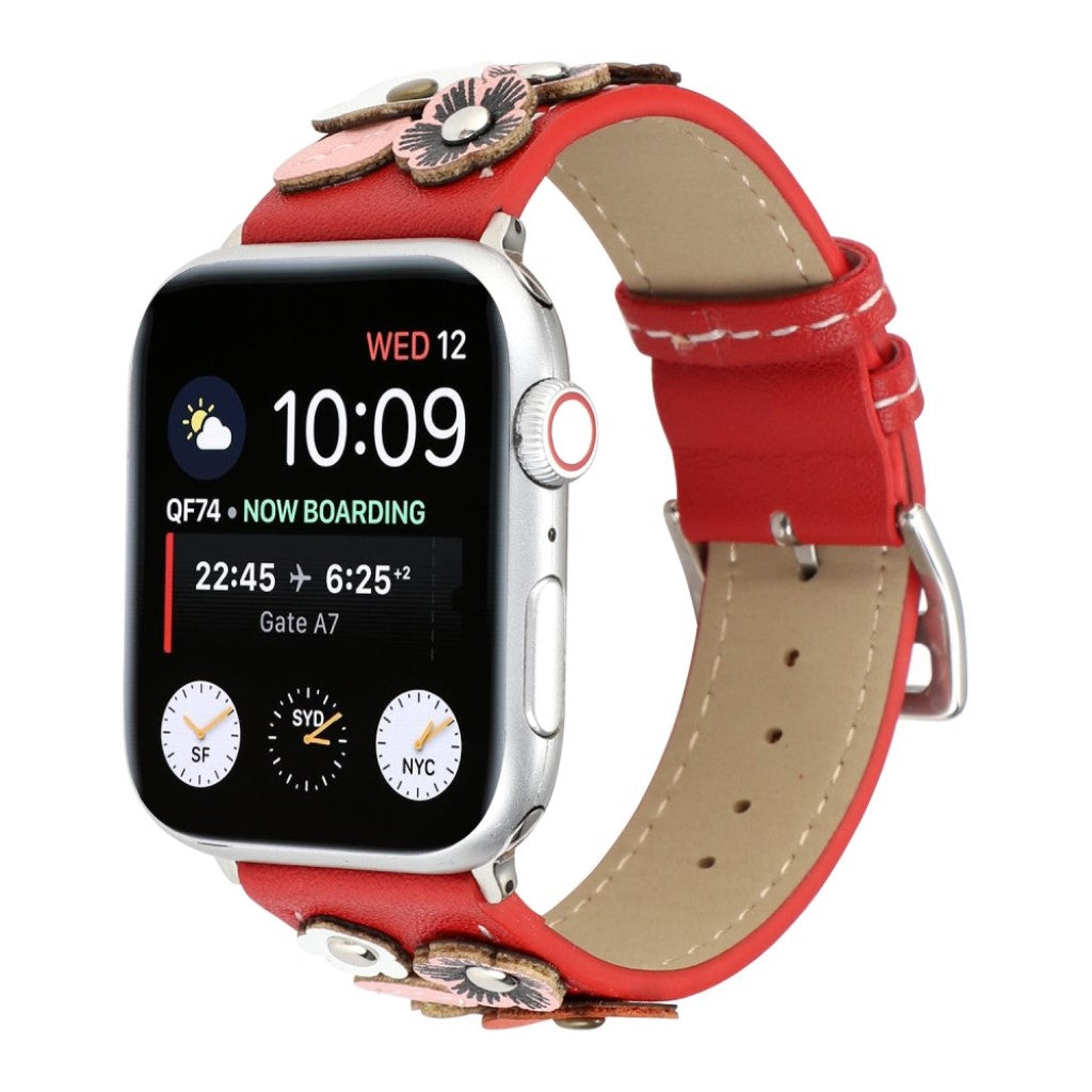 Apple Watch Series 5 40mm / Apple Watch 40mm Ægte læder Rem - Rød#serie_2