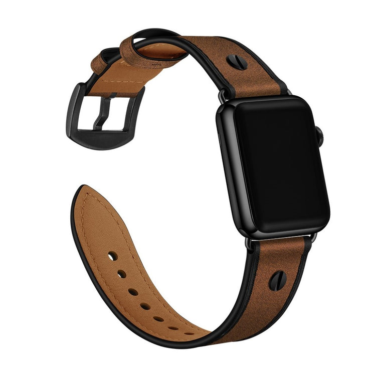 Apple Watch Series 5 40mm / Apple Watch 40mm Ægte læder Rem - Brun#serie_3