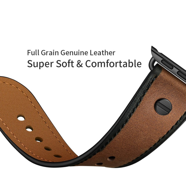 Apple Watch Series 5 40mm / Apple Watch 40mm Ægte læder Rem - Brun#serie_3
