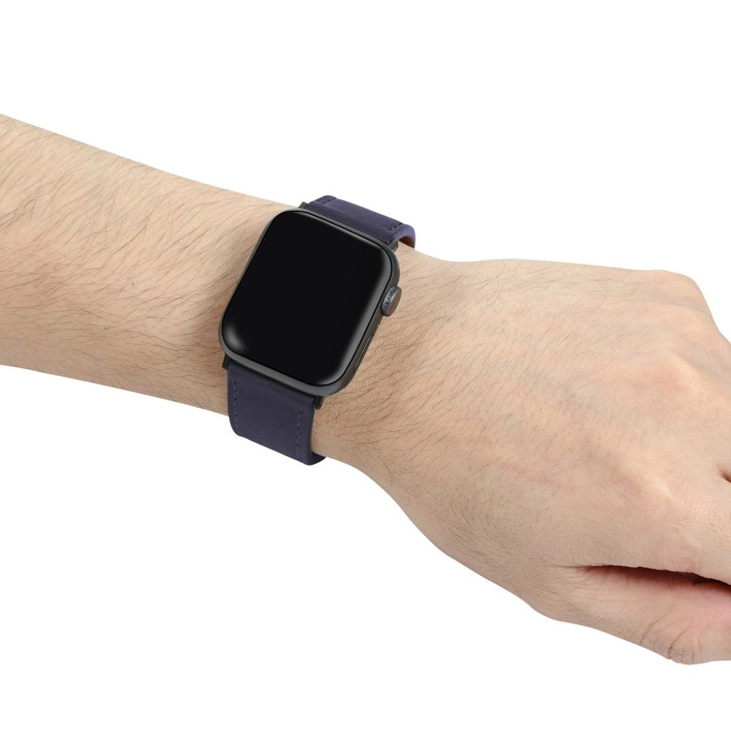 Apple Watch Series 5 40mm / Apple Watch 40mm Ægte læder Rem - Blå#serie_3