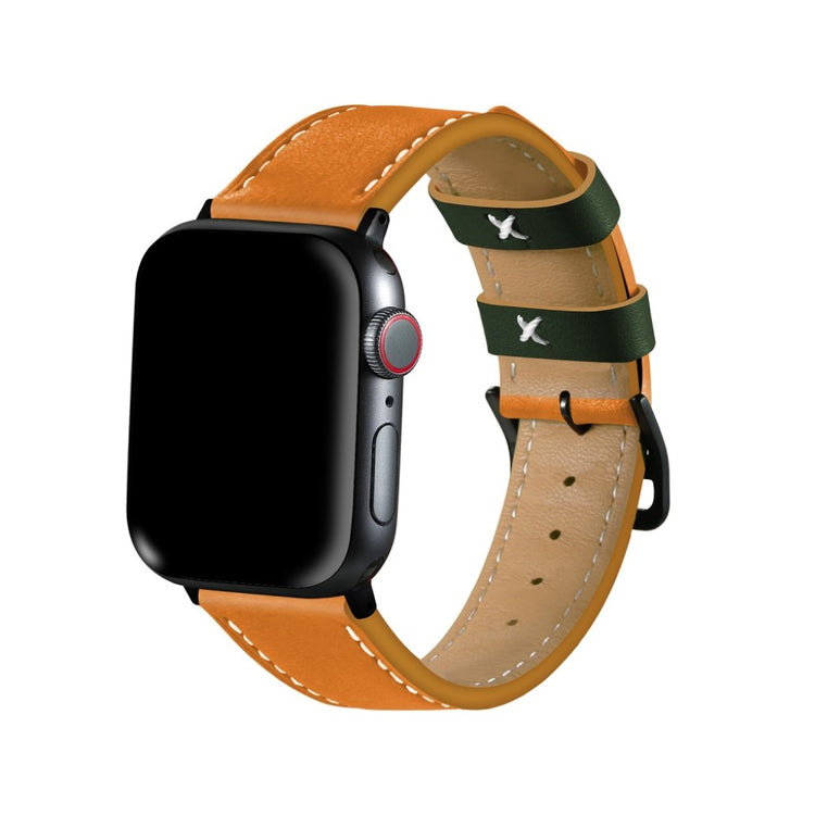 Apple Watch Series 5 40mm / Apple Watch 40mm Ægte læder Rem - Orange#serie_4