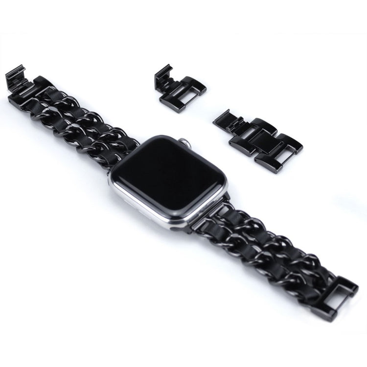 Apple Watch Series 5 40mm / Apple Watch 40mm Metal og Kunstlæder Rem - Sort#serie_1