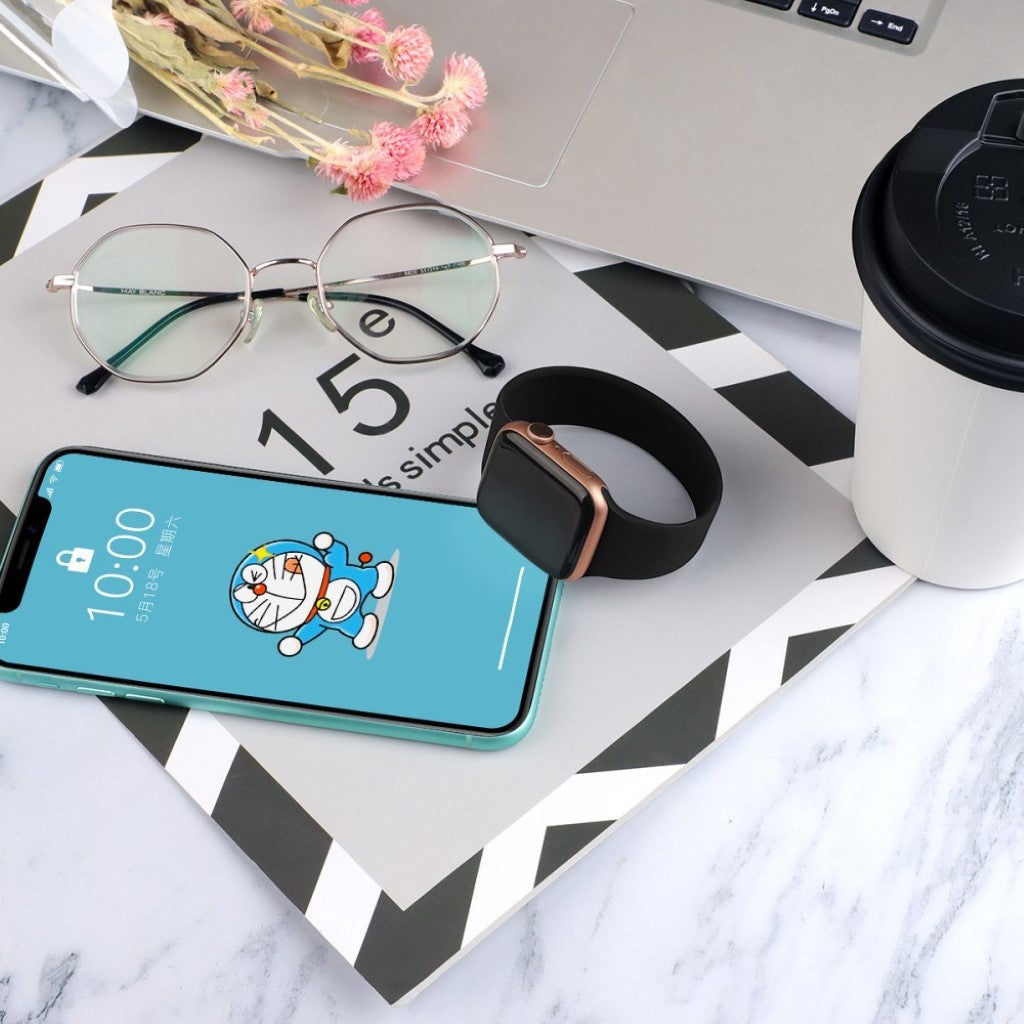 Super slidstærk Universal Apple Silikone Rem - Størrelse: L - Sort#serie_1