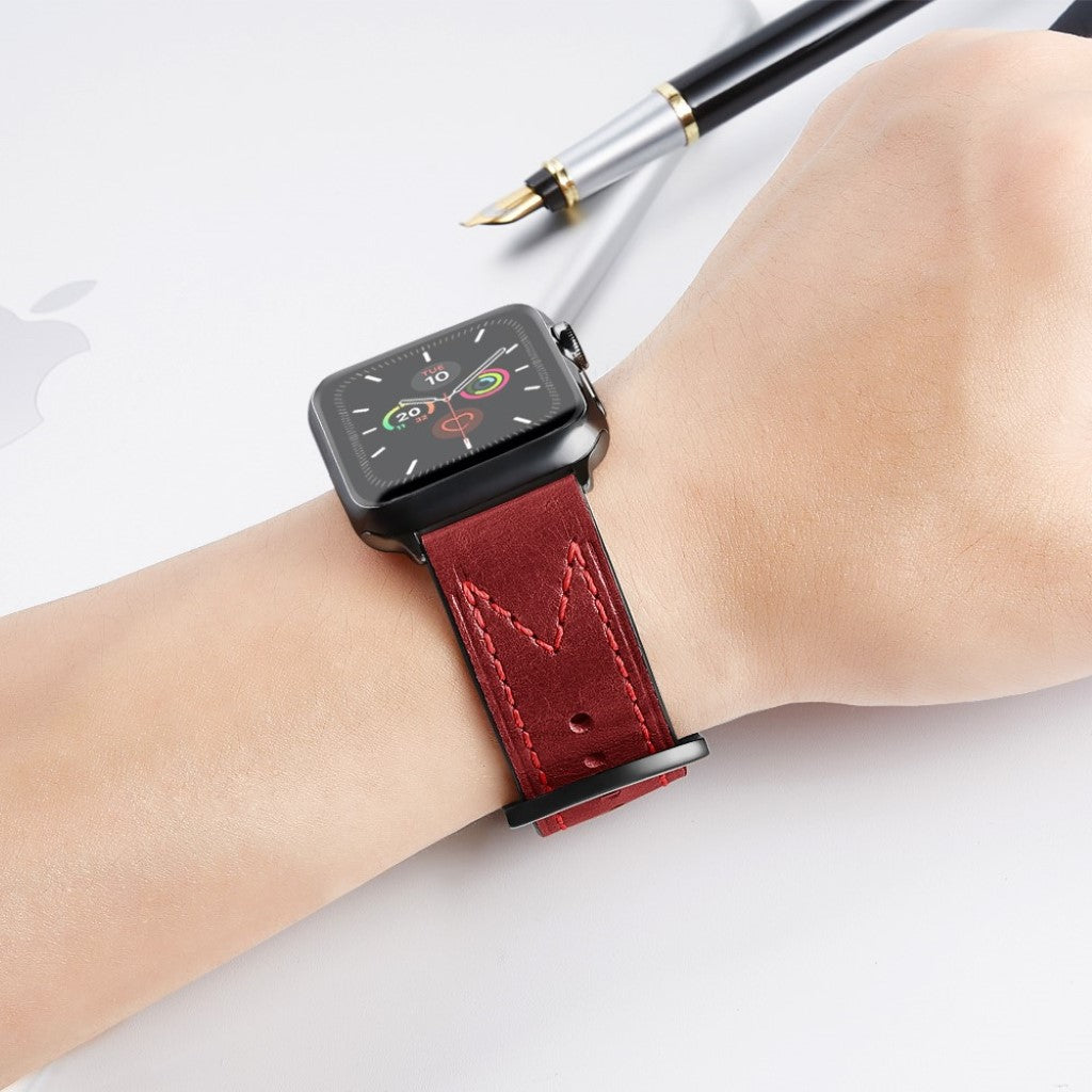 Stilren Universal Apple Ægte læder Rem - Rød#serie_2