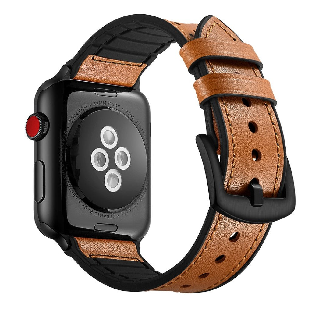 Apple Watch Series 5 44mm / Apple Watch 44mm Ægte læder Rem - Brun#serie_1