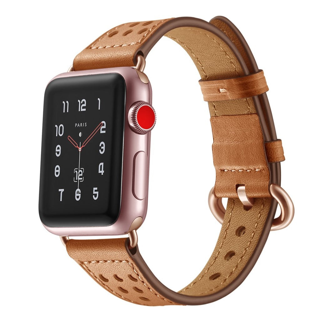 Apple Watch Series 5 44mm / Apple Watch 44mm Ægte læder Rem - Brun#serie_1