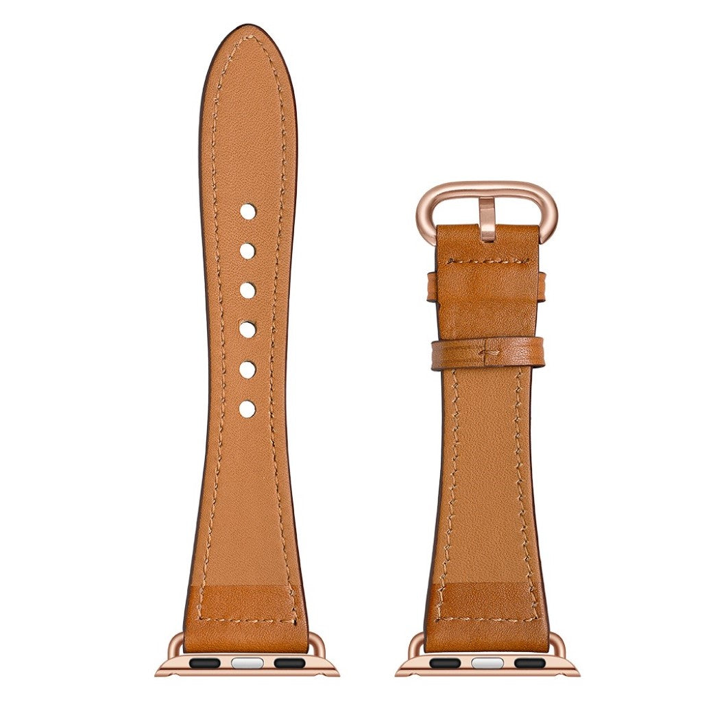 Apple Watch Series 5 44mm / Apple Watch 44mm Ægte læder Rem - Brun#serie_1