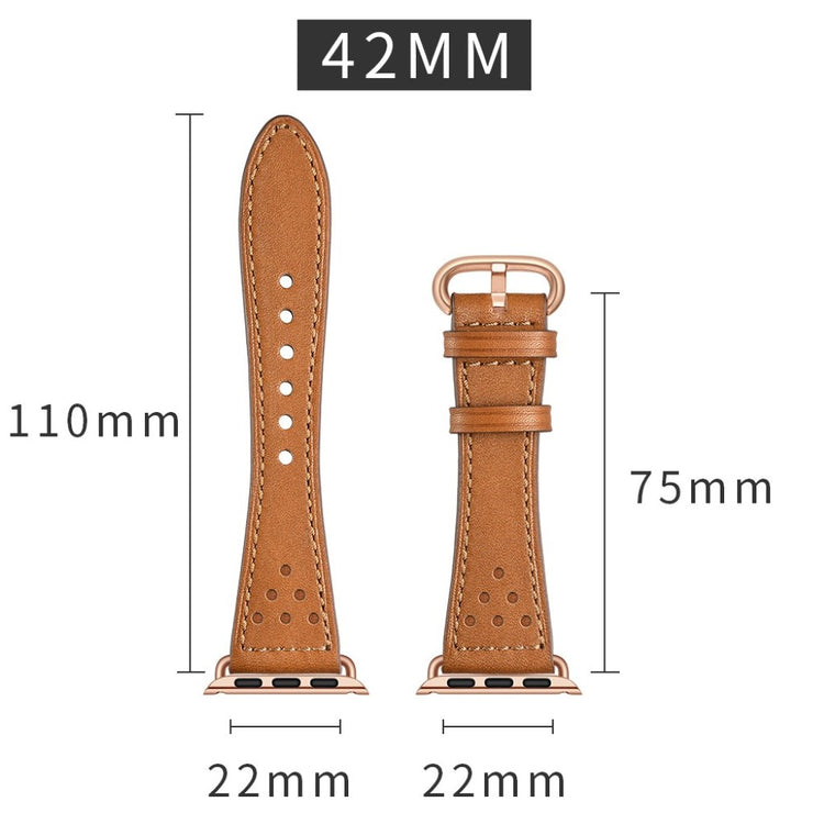 Apple Watch Series 5 44mm / Apple Watch 44mm Ægte læder Rem - Brun#serie_1