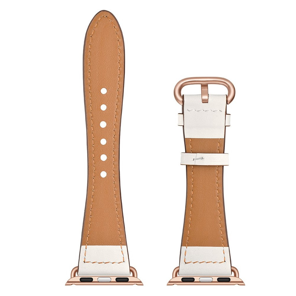 Apple Watch Series 5 44mm / Apple Watch 44mm Ægte læder Rem - Hvid#serie_4
