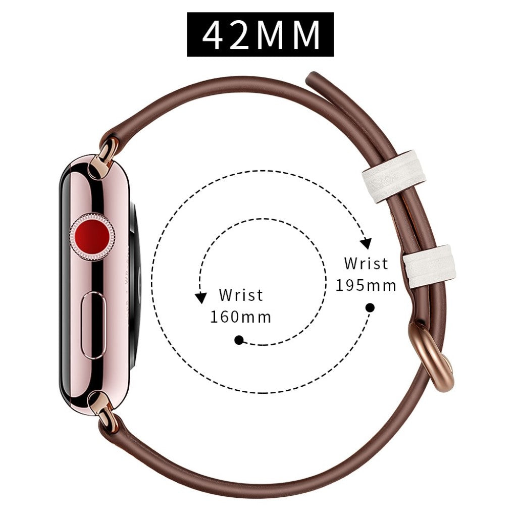 Apple Watch Series 5 44mm / Apple Watch 44mm Ægte læder Rem - Hvid#serie_4
