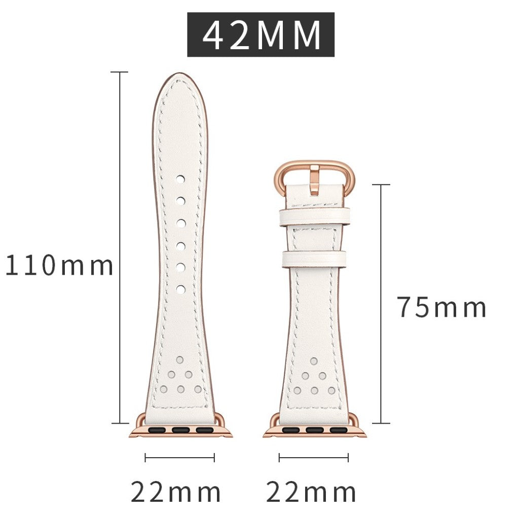 Apple Watch Series 5 44mm / Apple Watch 44mm Ægte læder Rem - Hvid#serie_4