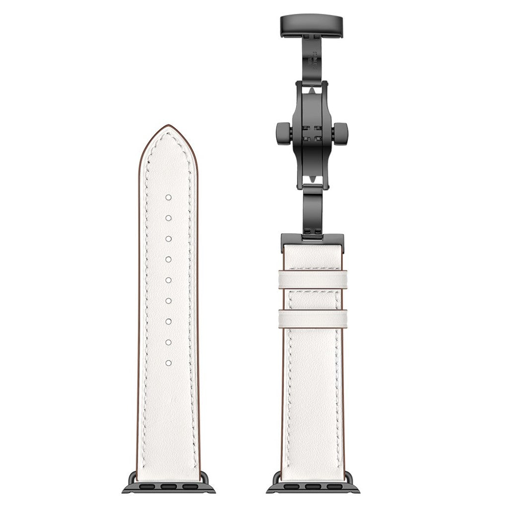 Apple Watch Series 5 44mm / Apple Watch 44mm Ægte læder Rem - Hvid#serie_1