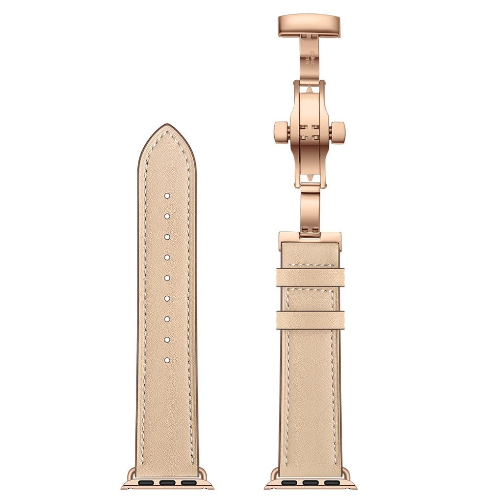 Apple Watch Series 5 44mm / Apple Watch 44mm Ægte læder Rem - Beige#serie_10