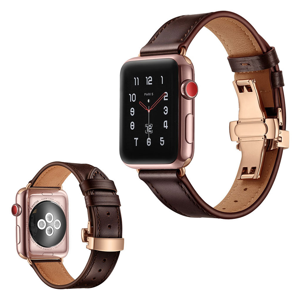Apple Watch Series 5 44mm / Apple Watch 44mm Ægte læder Rem - Brun#serie_12