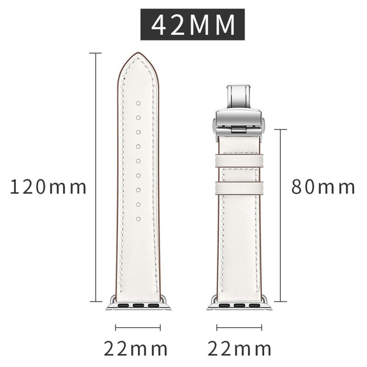 Apple Watch Series 5 44mm / Apple Watch 44mm Ægte læder Rem - Hvid#serie_13