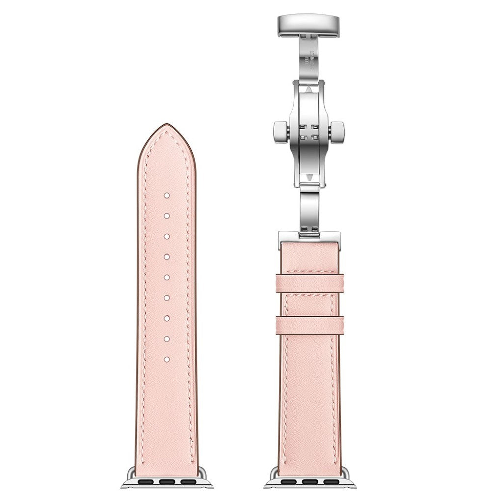 Apple Watch Series 5 44mm / Apple Watch 44mm Ægte læder Rem - Pink#serie_14