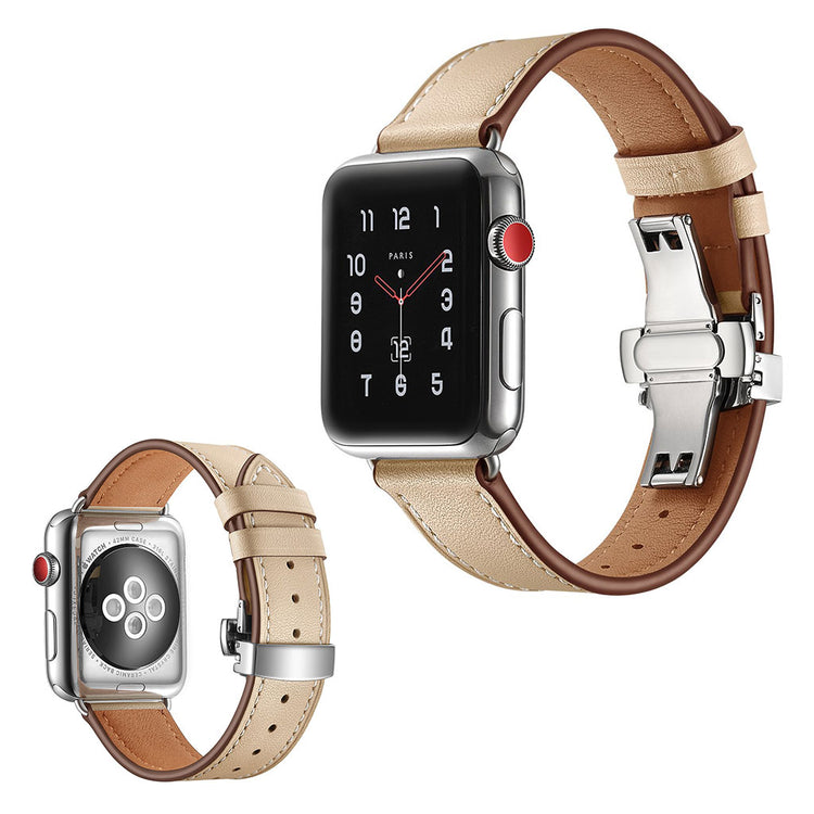 Apple Watch Series 5 44mm / Apple Watch 44mm Ægte læder Rem - Brun#serie_16
