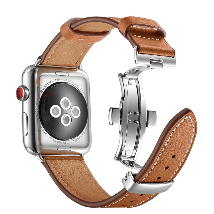 Apple Watch Series 5 44mm / Apple Watch 44mm Ægte læder Rem - Brun#serie_17