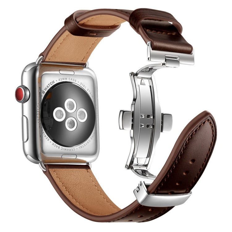 Apple Watch Series 5 44mm / Apple Watch 44mm Ægte læder Rem - Brun#serie_18