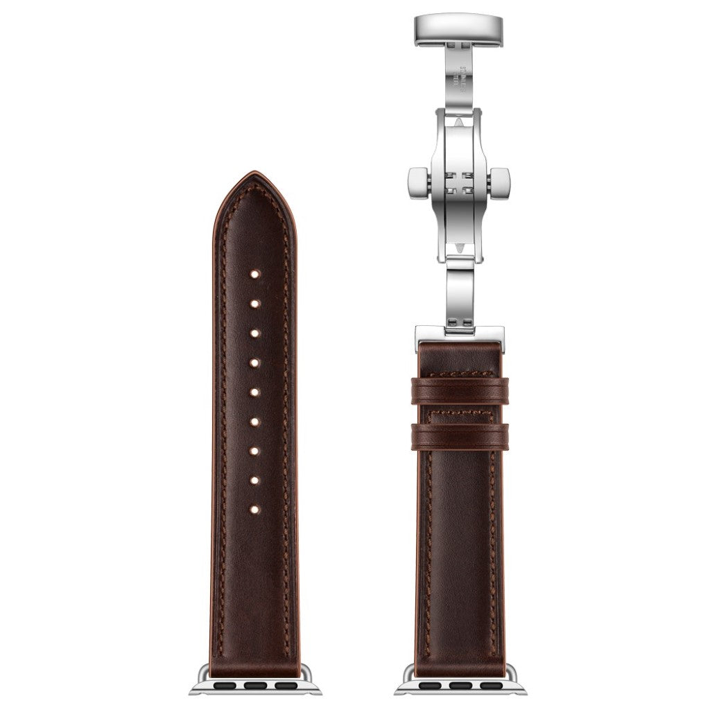 Apple Watch Series 5 44mm / Apple Watch 44mm Ægte læder Rem - Brun#serie_18