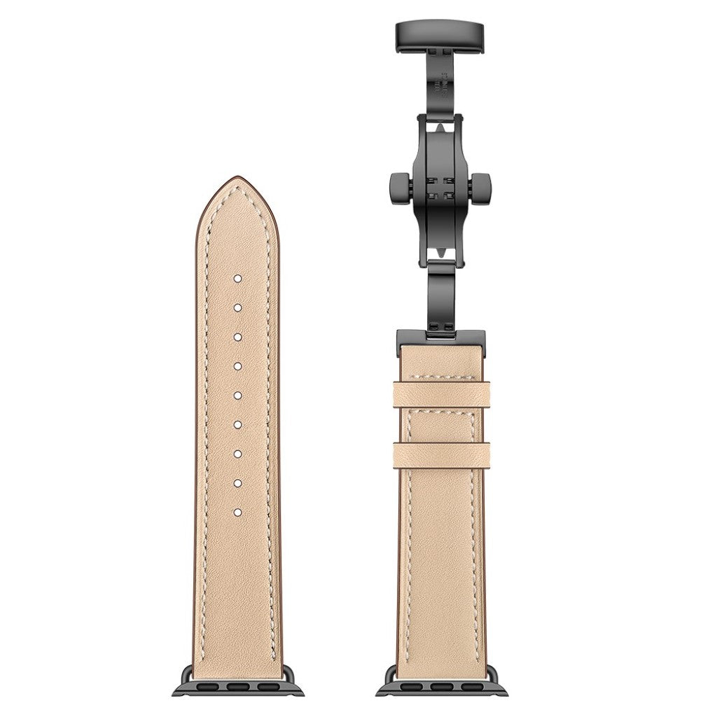 Apple Watch Series 5 44mm / Apple Watch 44mm Ægte læder Rem - Beige#serie_4