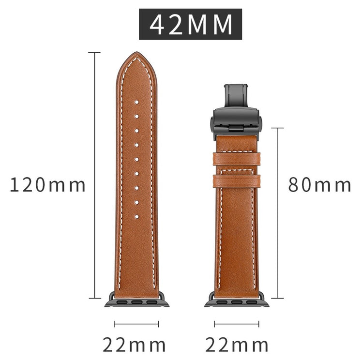 Apple Watch Series 5 44mm / Apple Watch 44mm Ægte læder Rem - Brun#serie_5