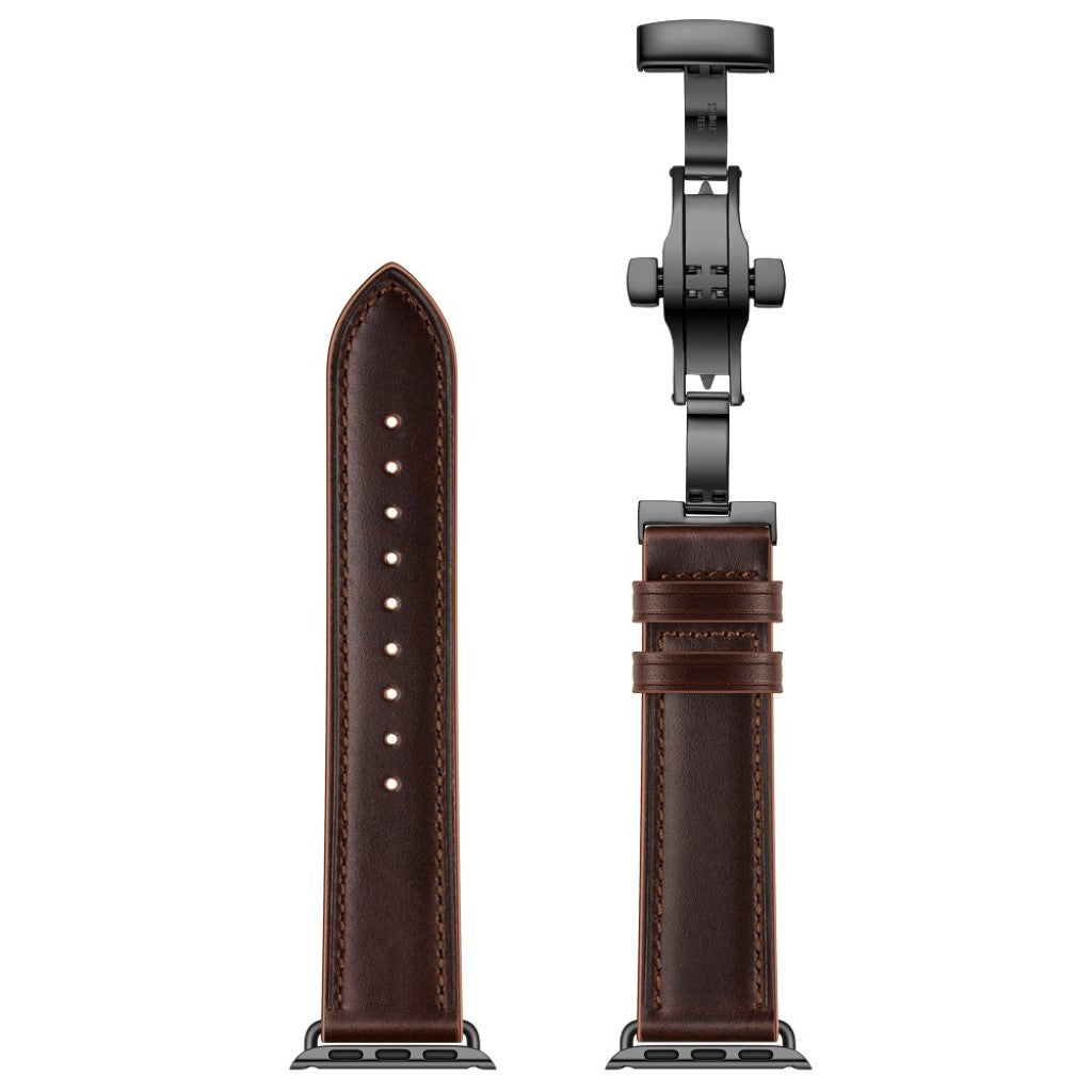 Apple Watch Series 5 44mm / Apple Watch 44mm Ægte læder Rem - Brun#serie_6