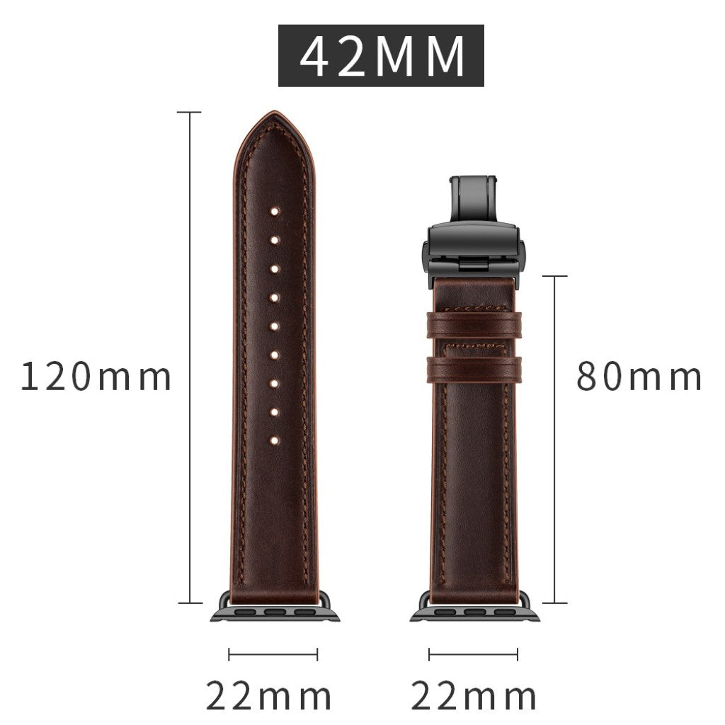 Apple Watch Series 5 44mm / Apple Watch 44mm Ægte læder Rem - Brun#serie_6