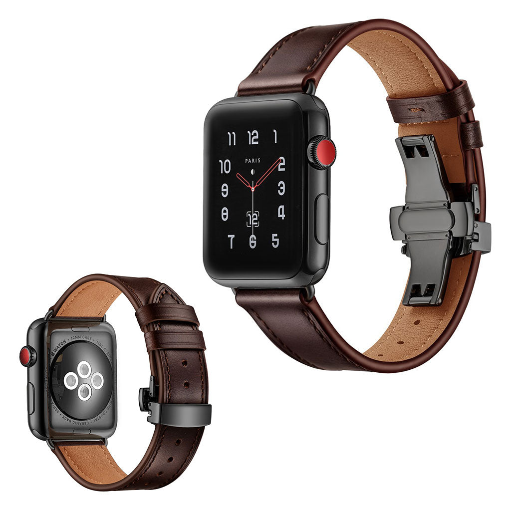 Apple Watch Series 5 44mm / Apple Watch 44mm Ægte læder Rem - Brun#serie_6