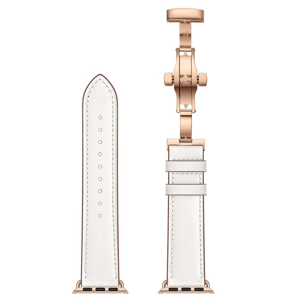 Apple Watch Series 5 44mm / Apple Watch 44mm Ægte læder Rem - Hvid#serie_7