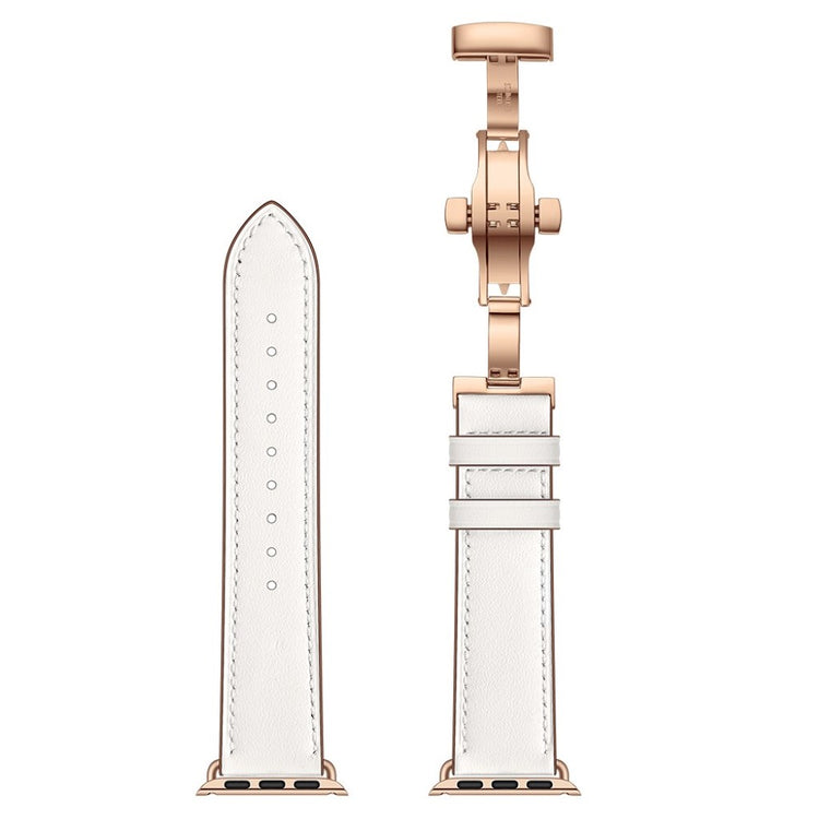 Apple Watch Series 5 44mm / Apple Watch 44mm Ægte læder Rem - Hvid#serie_7