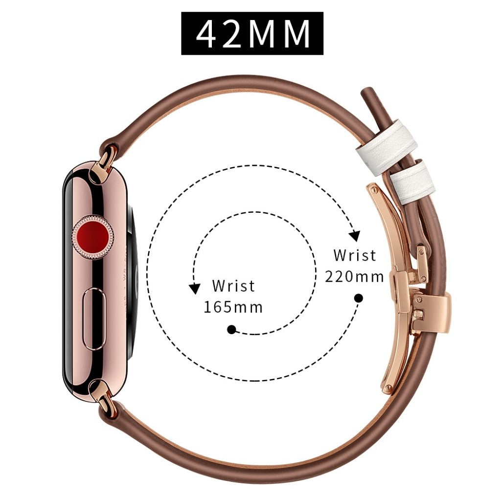 Apple Watch Series 5 44mm / Apple Watch 44mm Ægte læder Rem - Hvid#serie_7