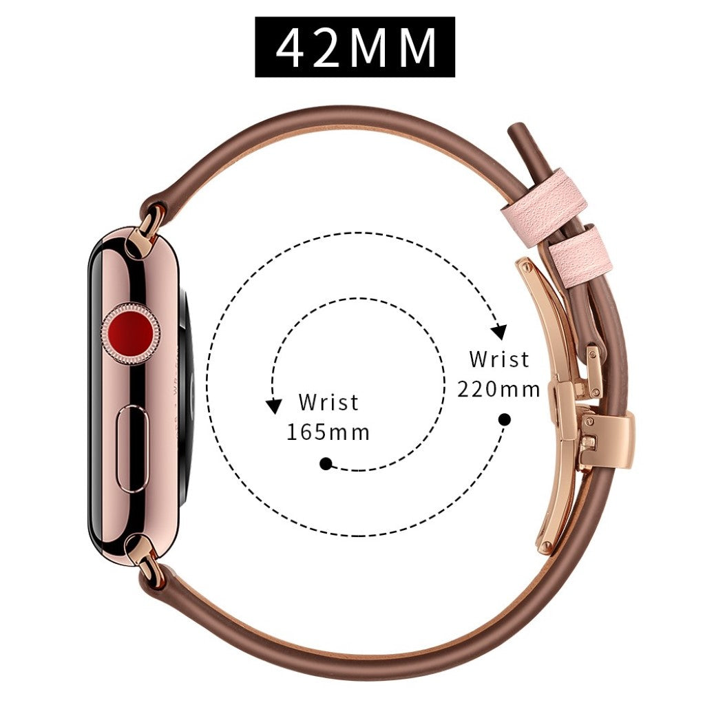 Apple Watch Series 5 44mm / Apple Watch 44mm Ægte læder Rem - Pink#serie_8