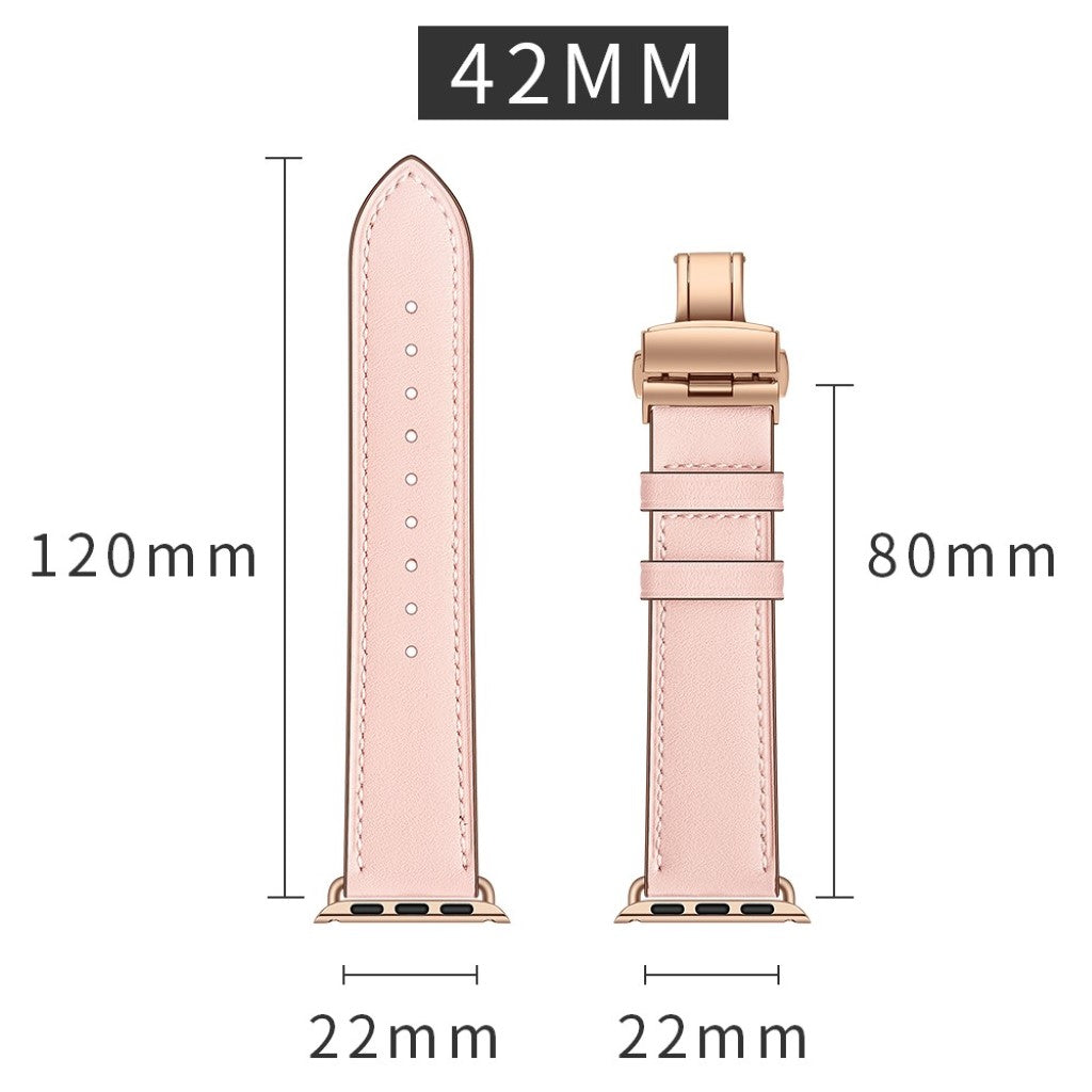 Apple Watch Series 5 44mm / Apple Watch 44mm Ægte læder Rem - Pink#serie_8