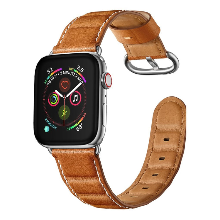 Apple Watch Series 5 44mm / Apple Watch 44mm Ægte læder Rem - Brun#serie_3