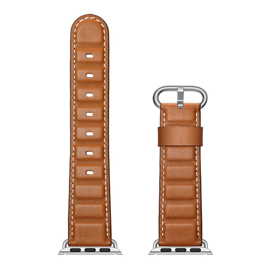 Apple Watch Series 5 44mm / Apple Watch 44mm Ægte læder Rem - Brun#serie_3