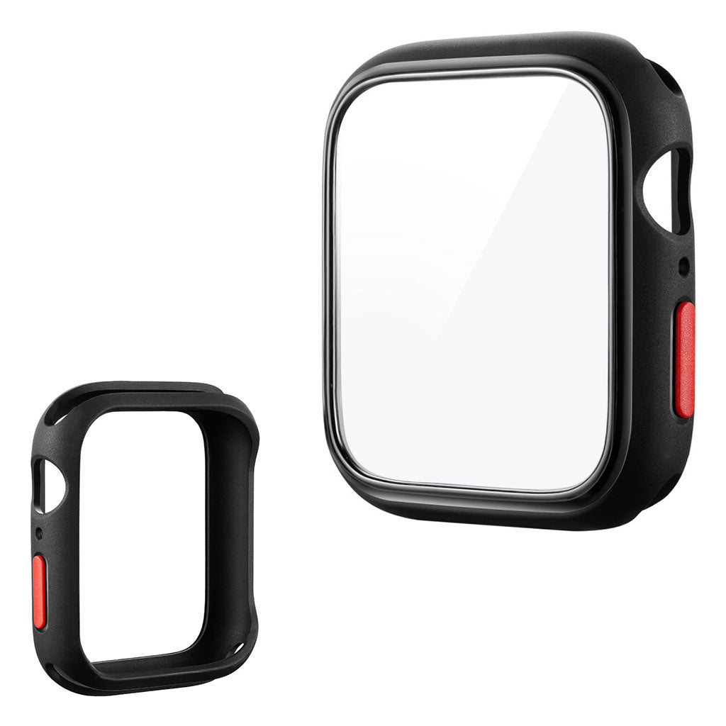 Meget Flot Universal Apple Cover med Skรฆrmbeskytter i Silikone og Hรฆrdet Glas - Sort#serie_1