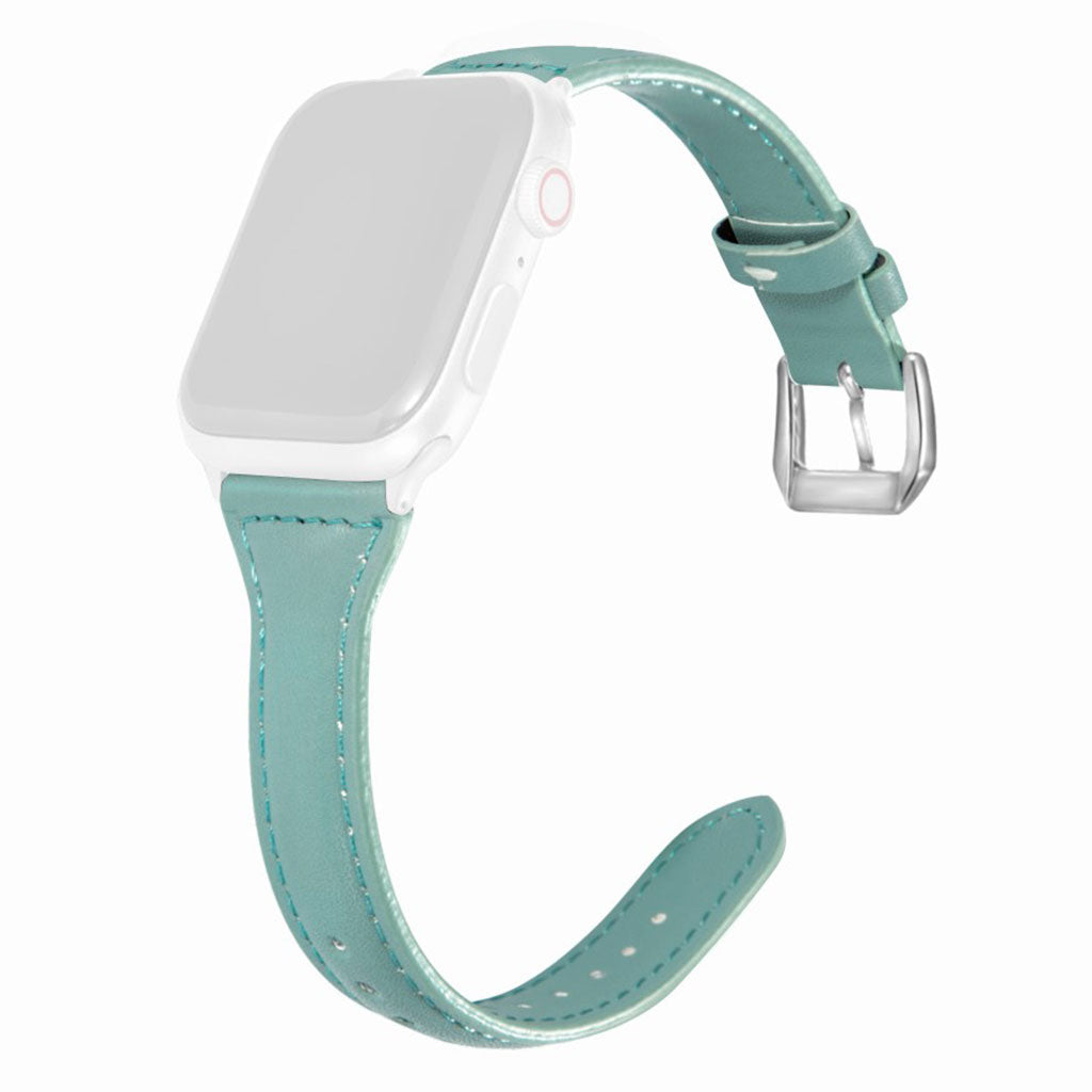 Apple Watch Series 6 / 5 44mm simple leather watch band - Cyan#serie_5