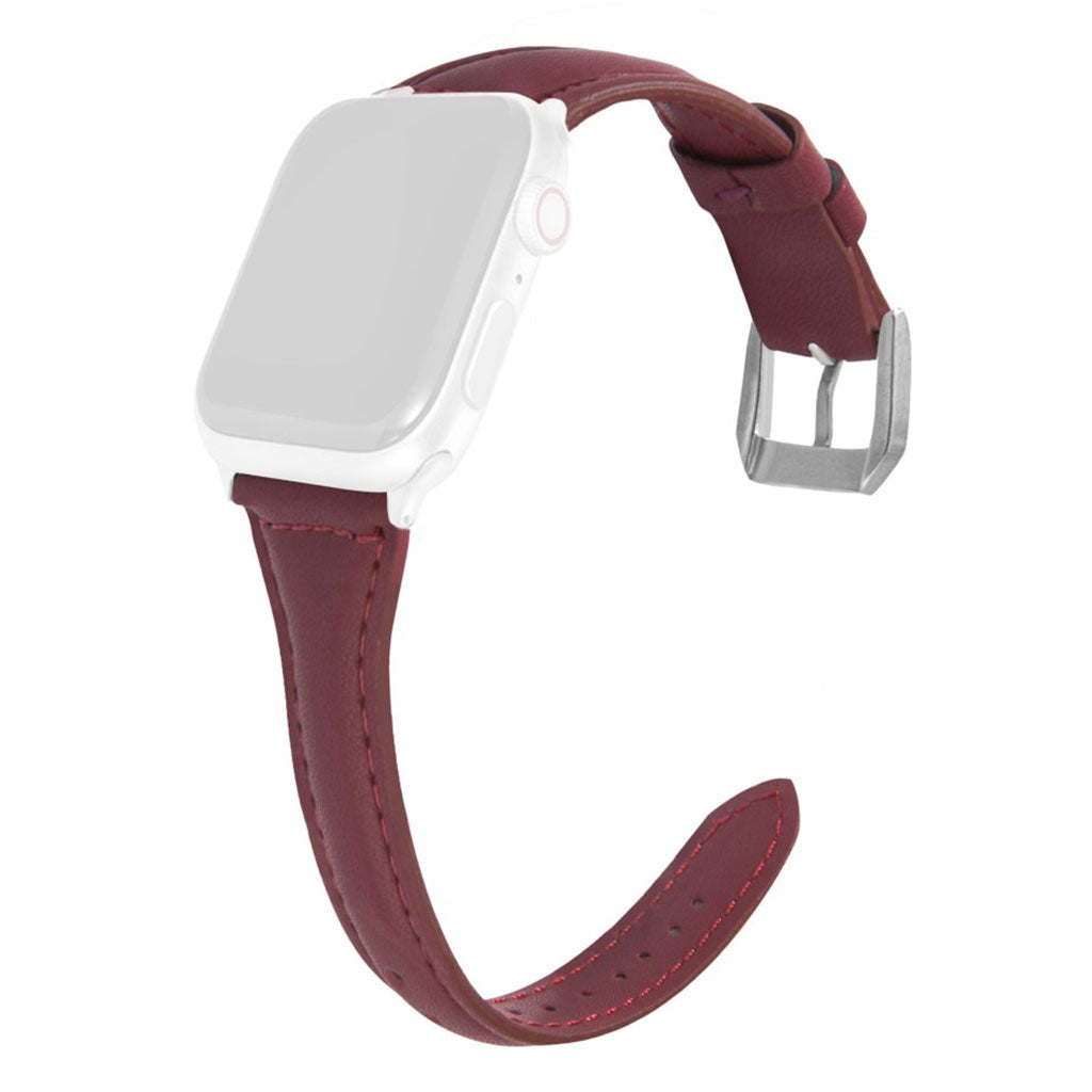 Apple Watch Series 6 / 5 44mm simple leather watch band - Wine Red#serie_9