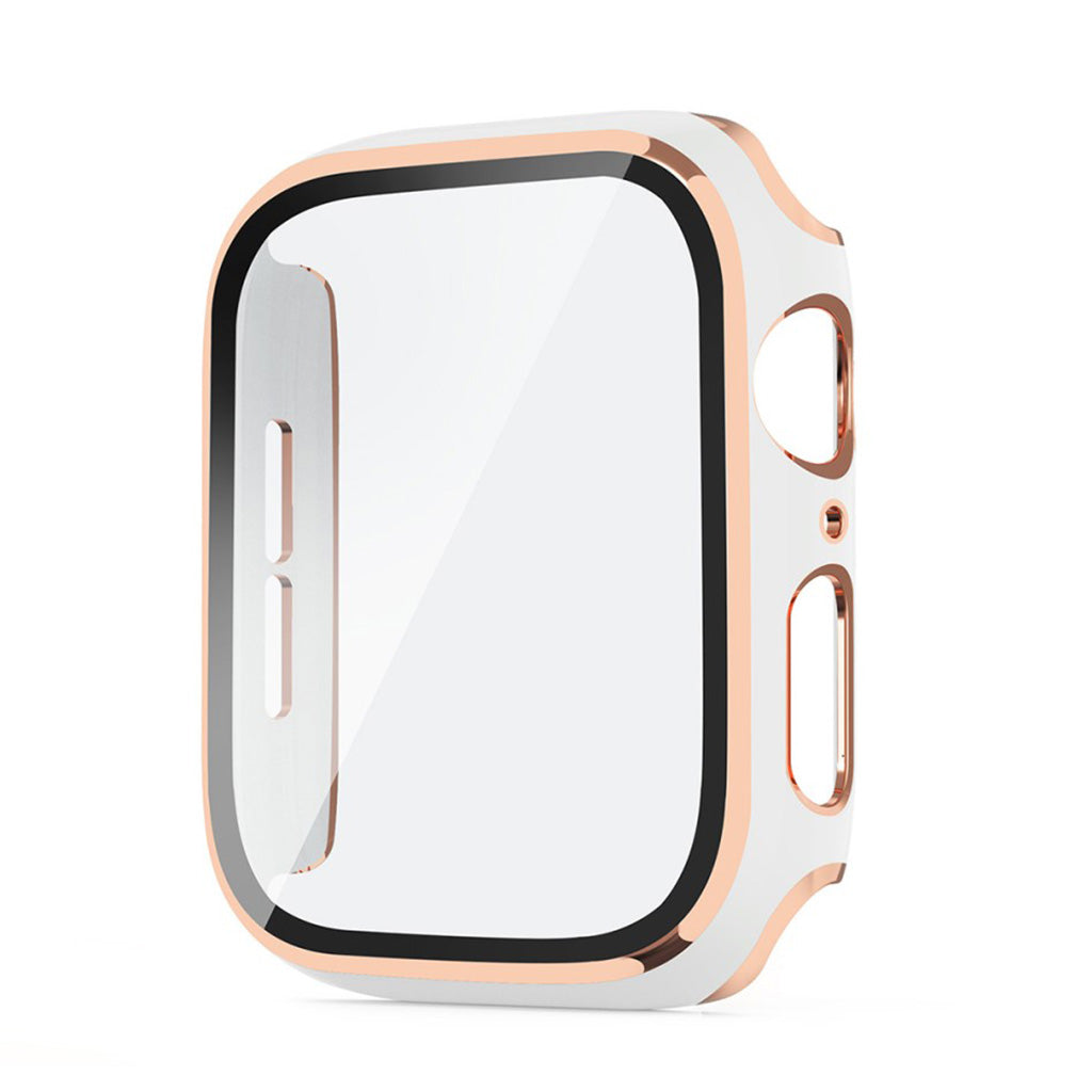 Rigtigt Flot Apple Watch Series 6 44mm / Apple Watch Series 5 44mm Cover med Skรฆrmbeskytter i Silikone og Hรฆrdet Glas - Hvid#serie_1