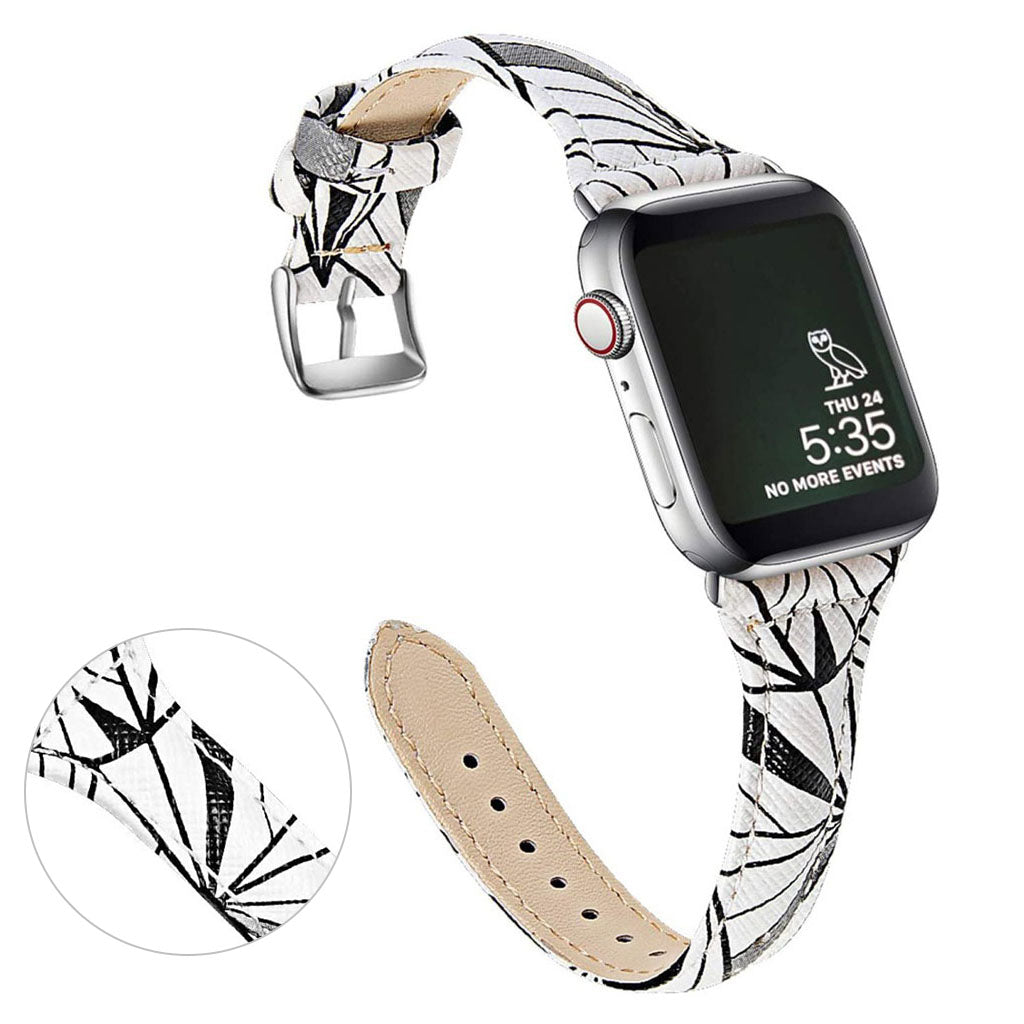 Tidslรธst Universal Apple รgte lรฆder Rem - Hvid#serie_1