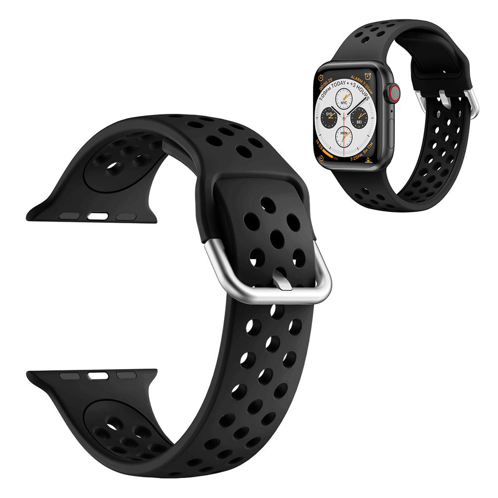 Rigtigt slidstรฆrk Universal Apple Silikone Rem - Sort#serie_1