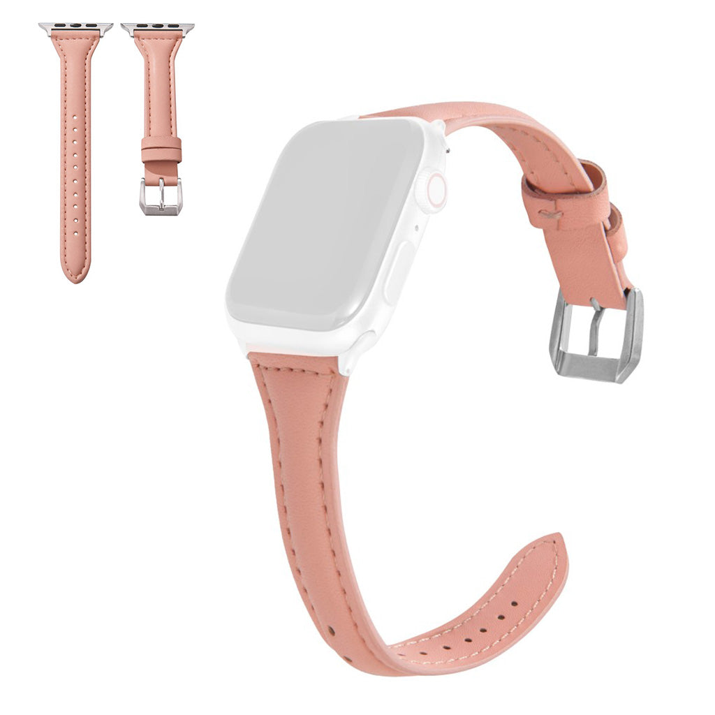 Apple Watch Series 6 / 5 40mm simple leather watch band - Pink#serie_3