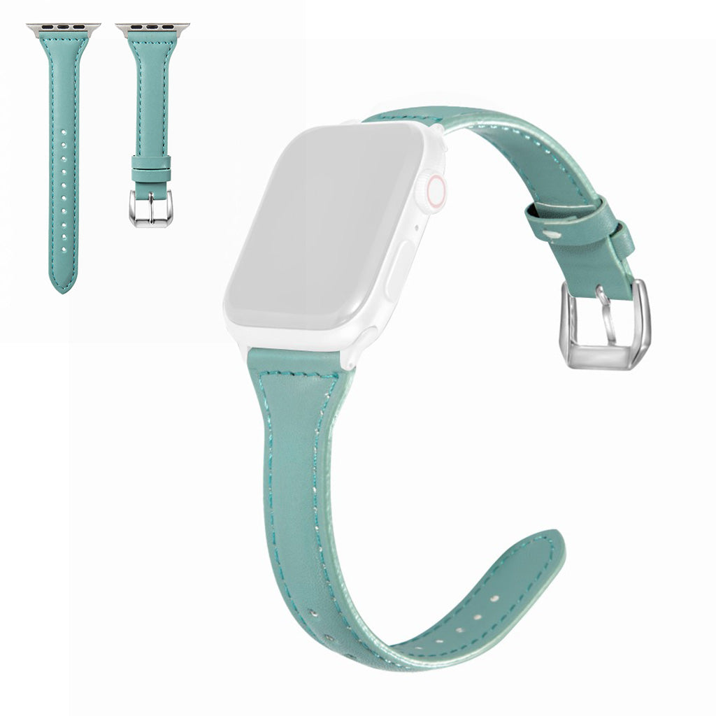 Apple Watch Series 6 / 5 40mm simple leather watch band - Cyan#serie_4