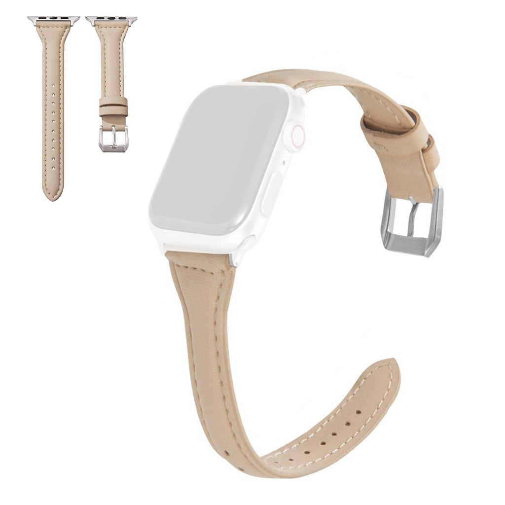 Apple Watch Series 6 / 5 40mm simple leather watch band - Khaki#serie_7
